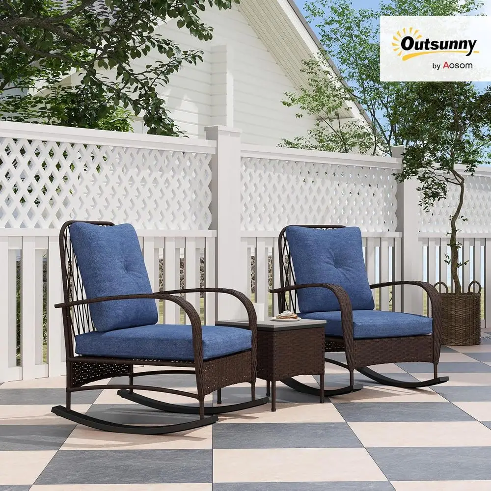 Wicker 3-Piece Patio Furniture - Outdoor Furniture Rocking Chair 评论和价格