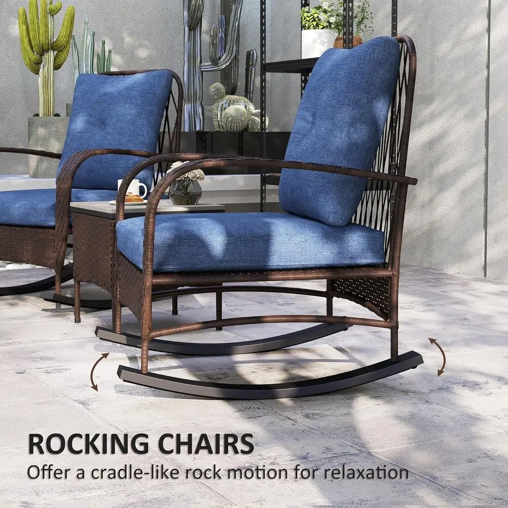 Wicker 3-Piece Patio Furniture - Outdoor Furniture Rocking Chair 评论和价格
