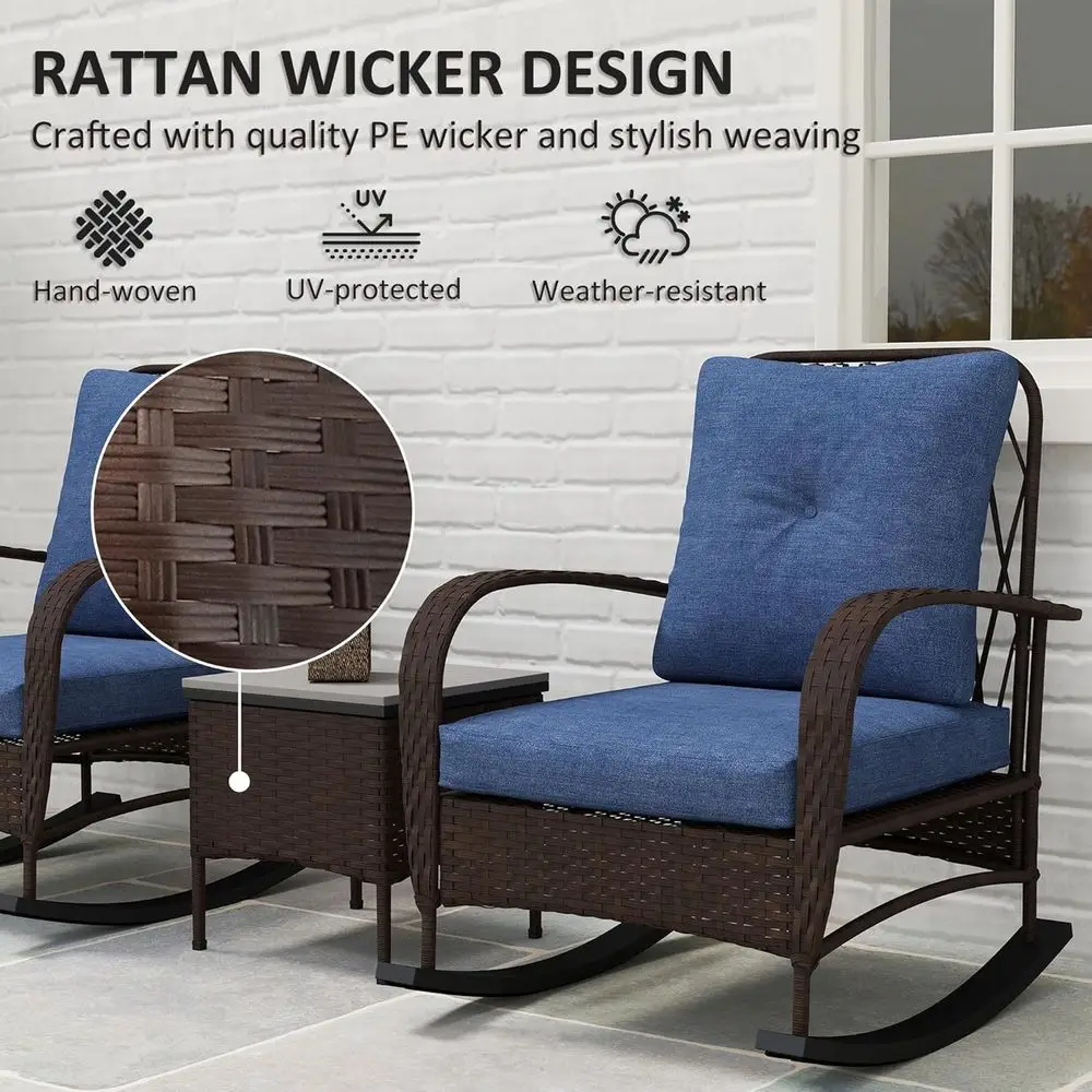 Wicker 3-Piece Patio Furniture - Outdoor Furniture Rocking Chair 评论和价格