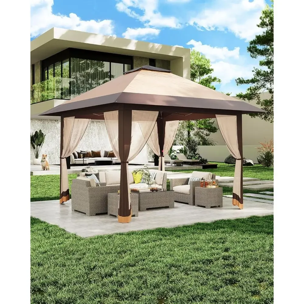 13x13 Outdoor Gazebo with Mesh - Outdoor Furniture Gazebo 评论和价格