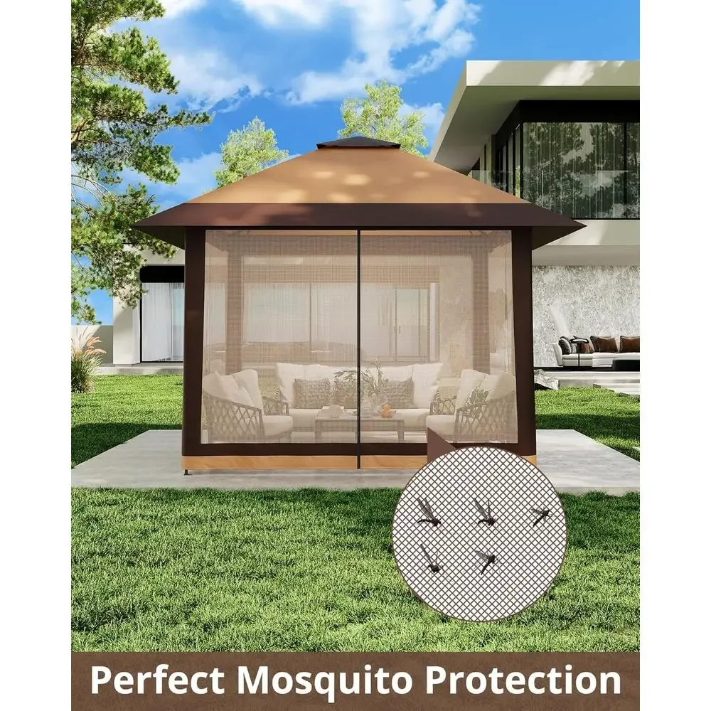 13x13 Outdoor Gazebo with Mesh - Outdoor Furniture Gazebo 评论和价格
