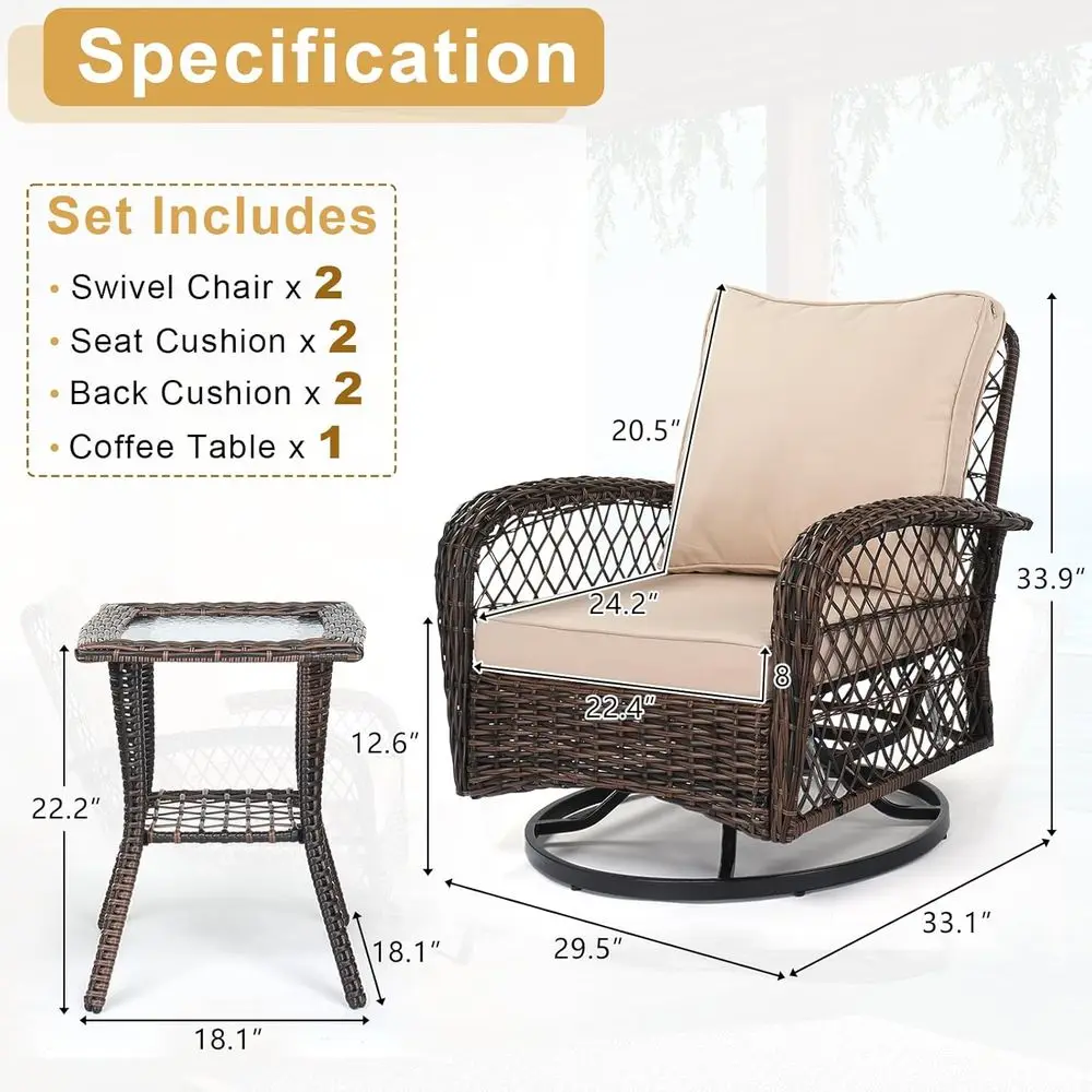 3-Piece Patio Furniture Set, S - Outdoor Furniture Rocking Chair 评论和价格
