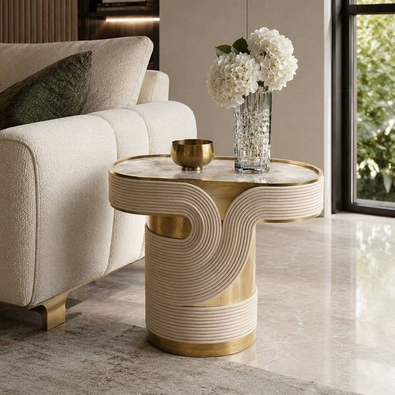 Oval Marbles Gold Tables Dubai - Outdoor Furniture Dubai 评论和价格