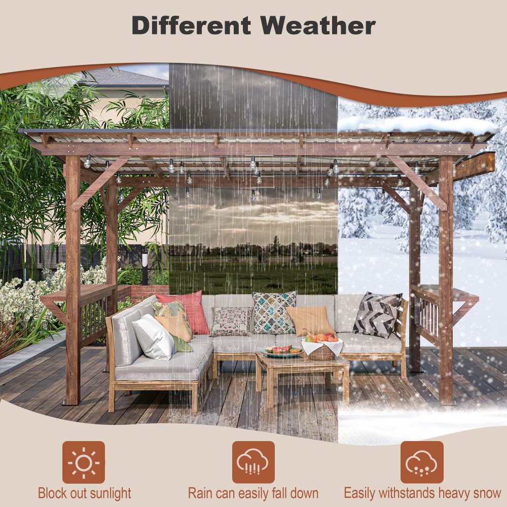 ！@13' X 6.5' Modern Wooden Per - Outdoor Furniture Gazebo 评论和价格