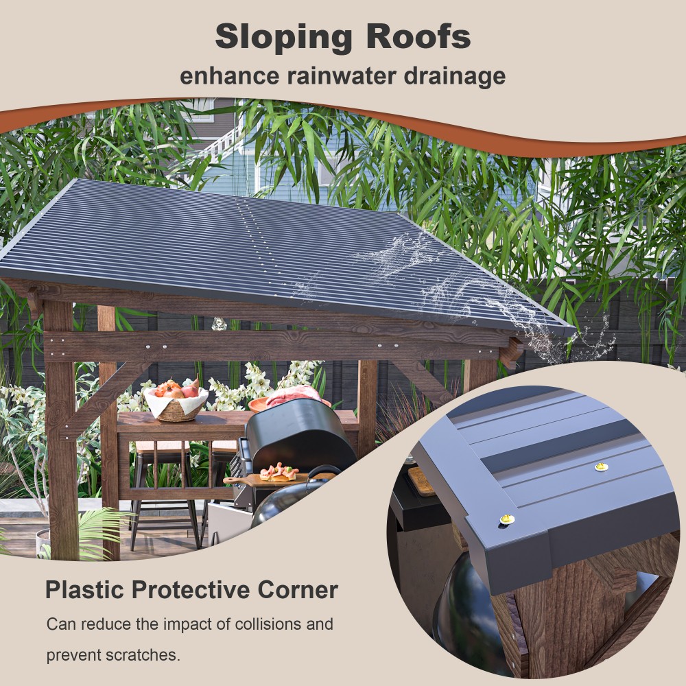 ！@13' X 6.5' Modern Wooden Per - Outdoor Furniture Gazebo 评论和价格